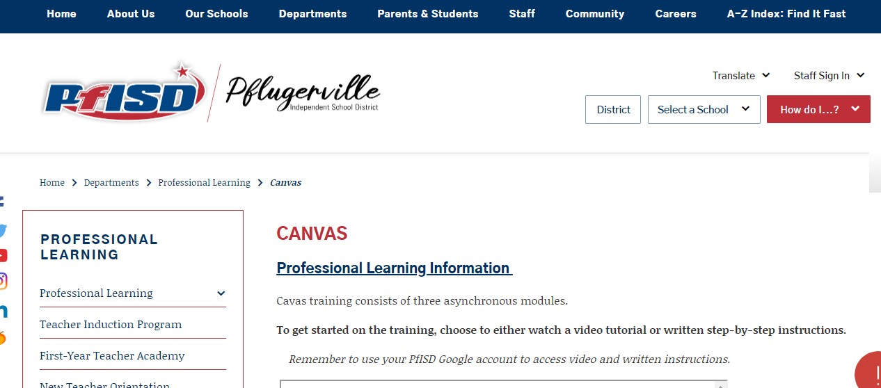 Canvas Pfisd Online learning Portal from K-12 to Higher Standards