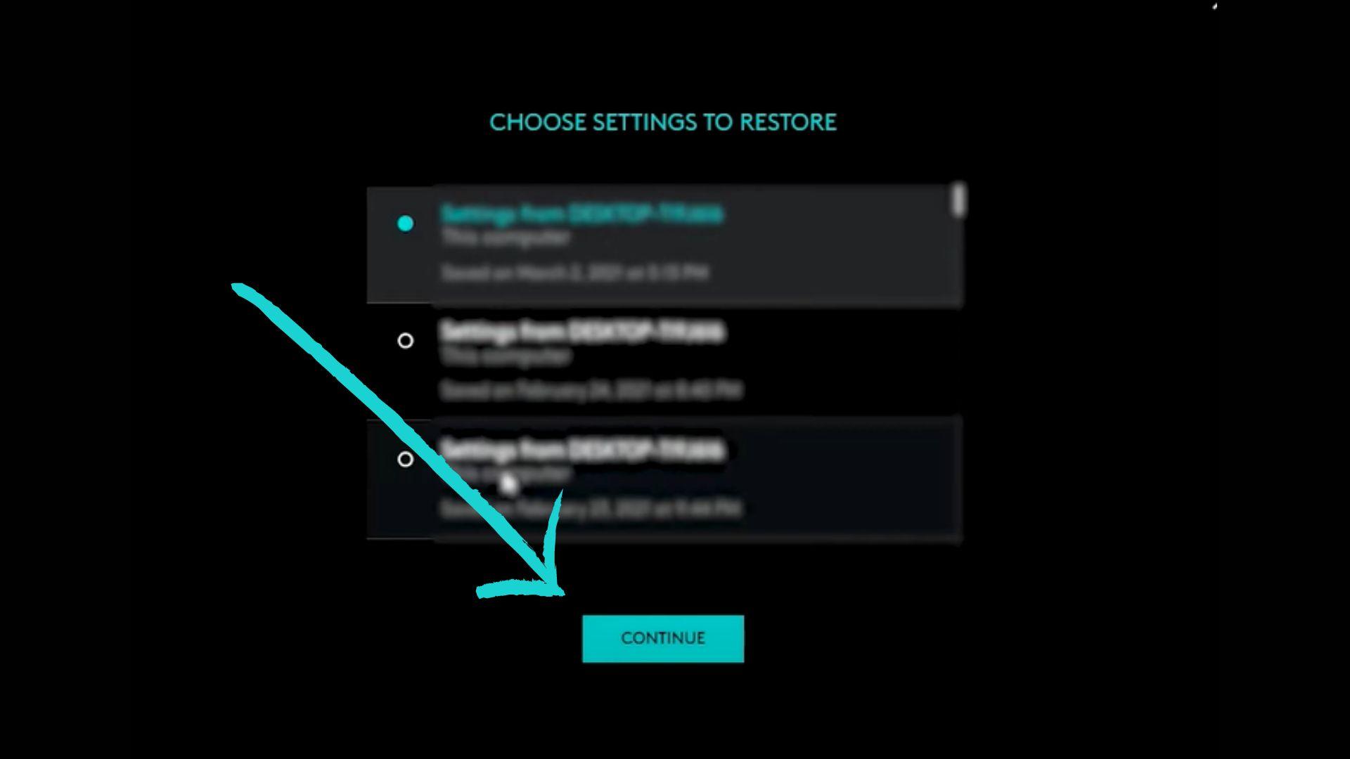 Restore Settings From Backup