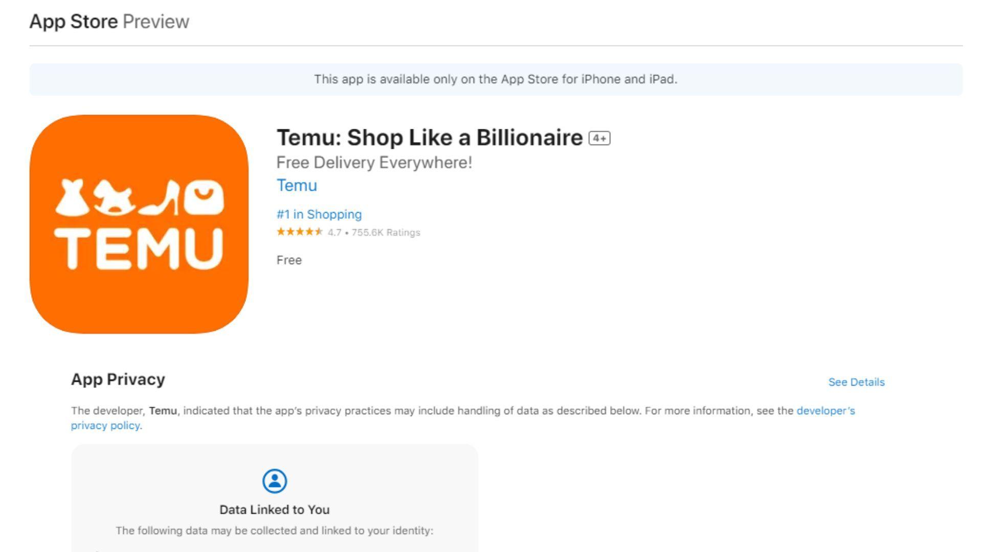 How to download Temu on iOS?