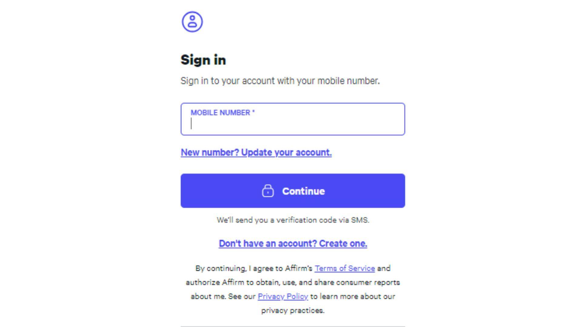 How to create a new account on the Affirm App?