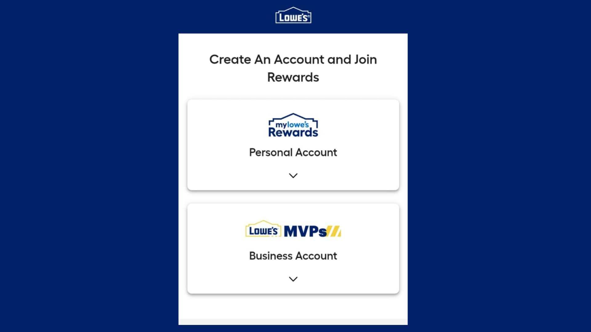 How to create an account on the Lowe's app?