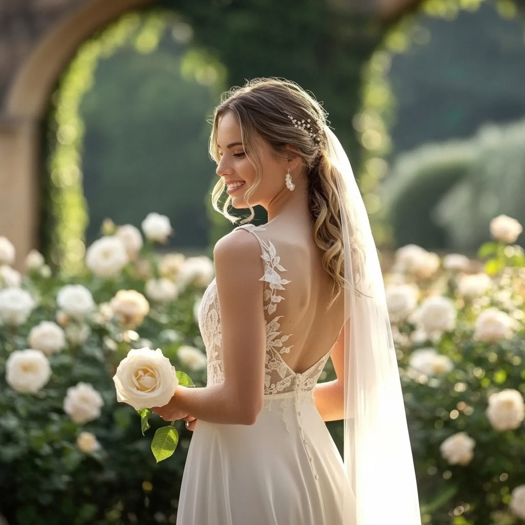Bridal Hair Half Up with Veil