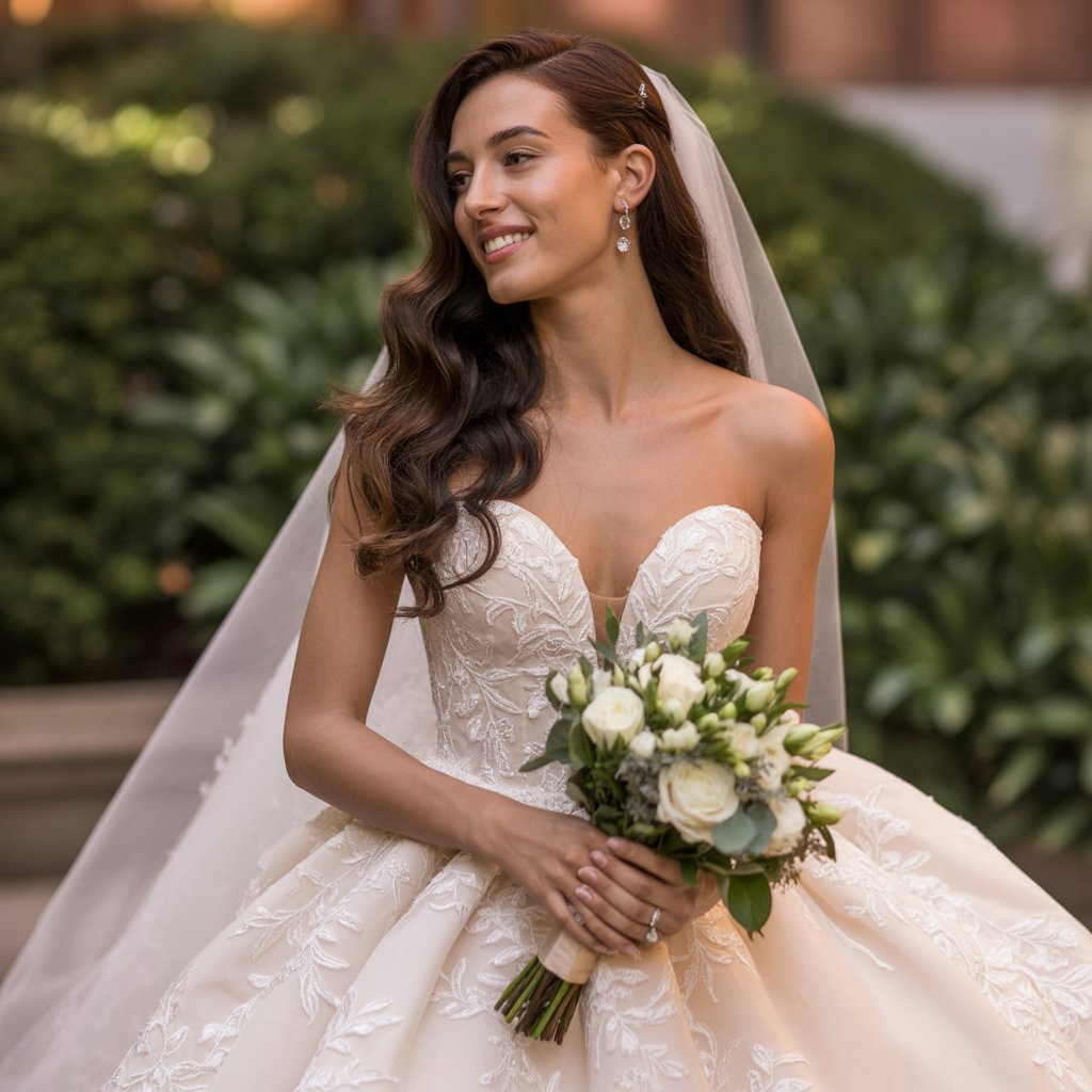 Bridal Hair Half Up with Veil