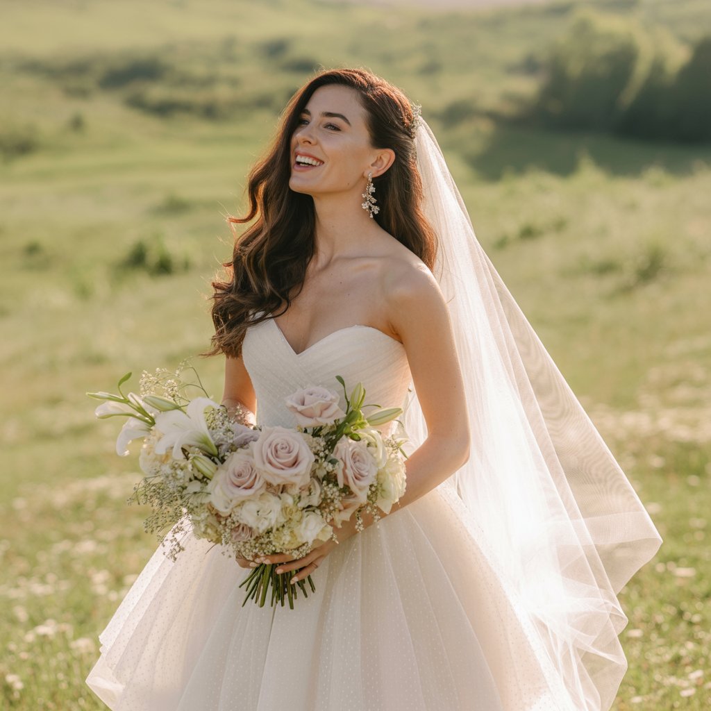 Bridal Hair Half Up with Veil