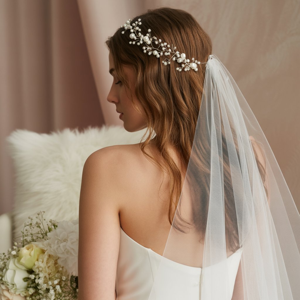 Bridal Hair Half Up with Veil