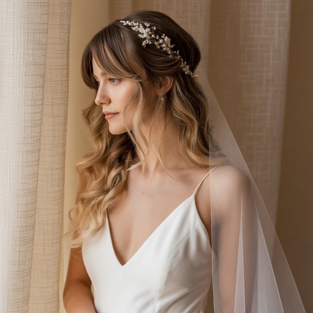 Bridal Hair Half Up with Veil