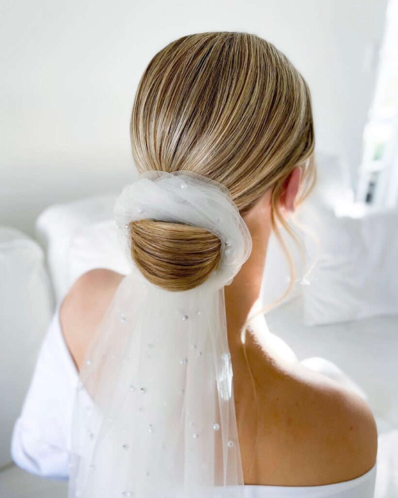 Bridal Updo with Veil