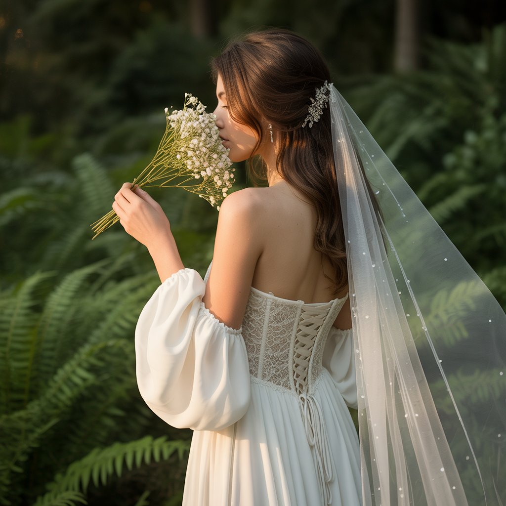 Bridal Hair Half Up with Veil