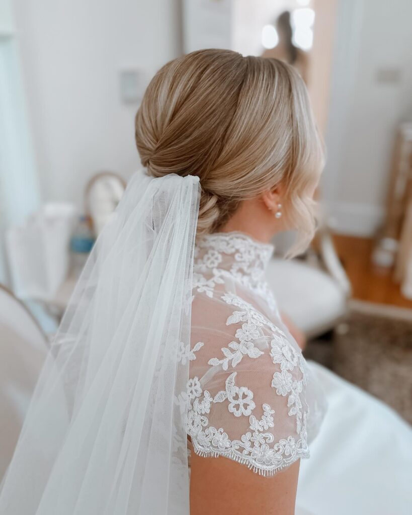 Bridal Updo with Veil