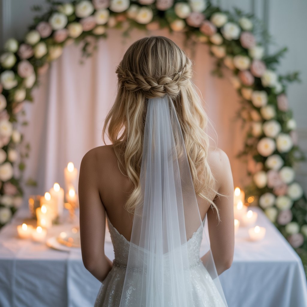 Bridal Hair Half Up with Veil