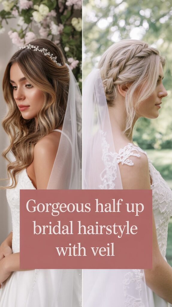 Bridal Hair Half Up with Veil