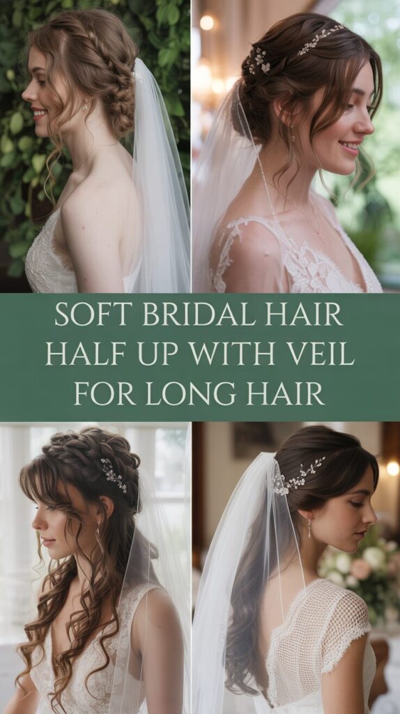 Bridal Hair Half Up with Veil